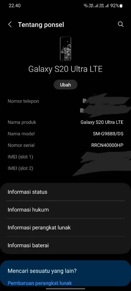 Samsung s20 ultra 12/128 harga net