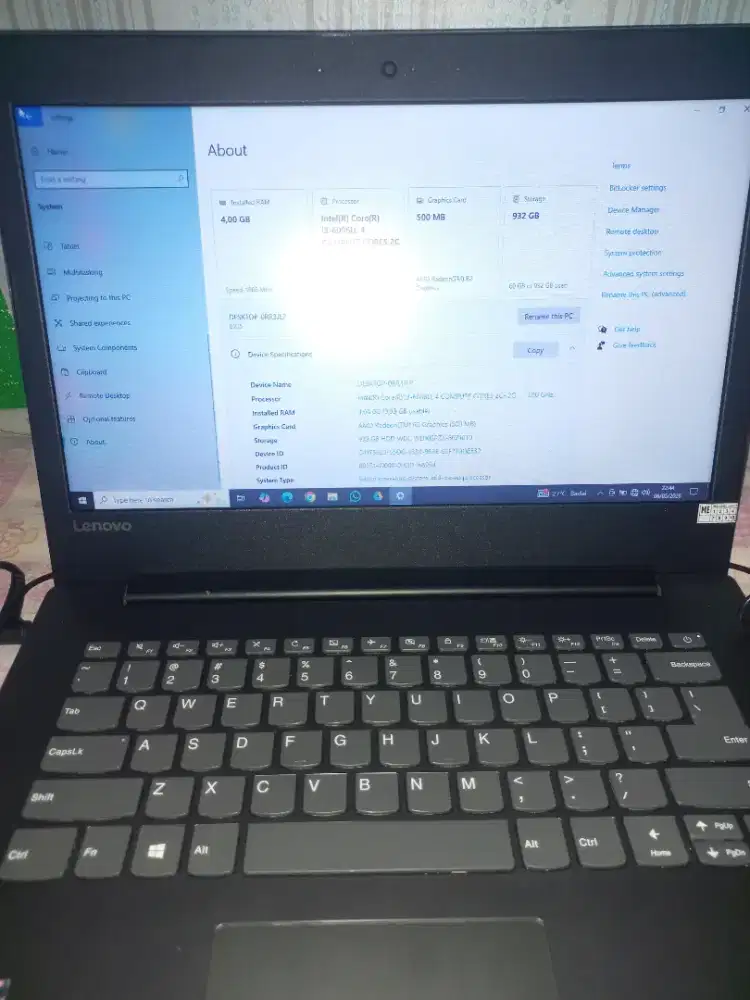 Laptop Lenovo bekas