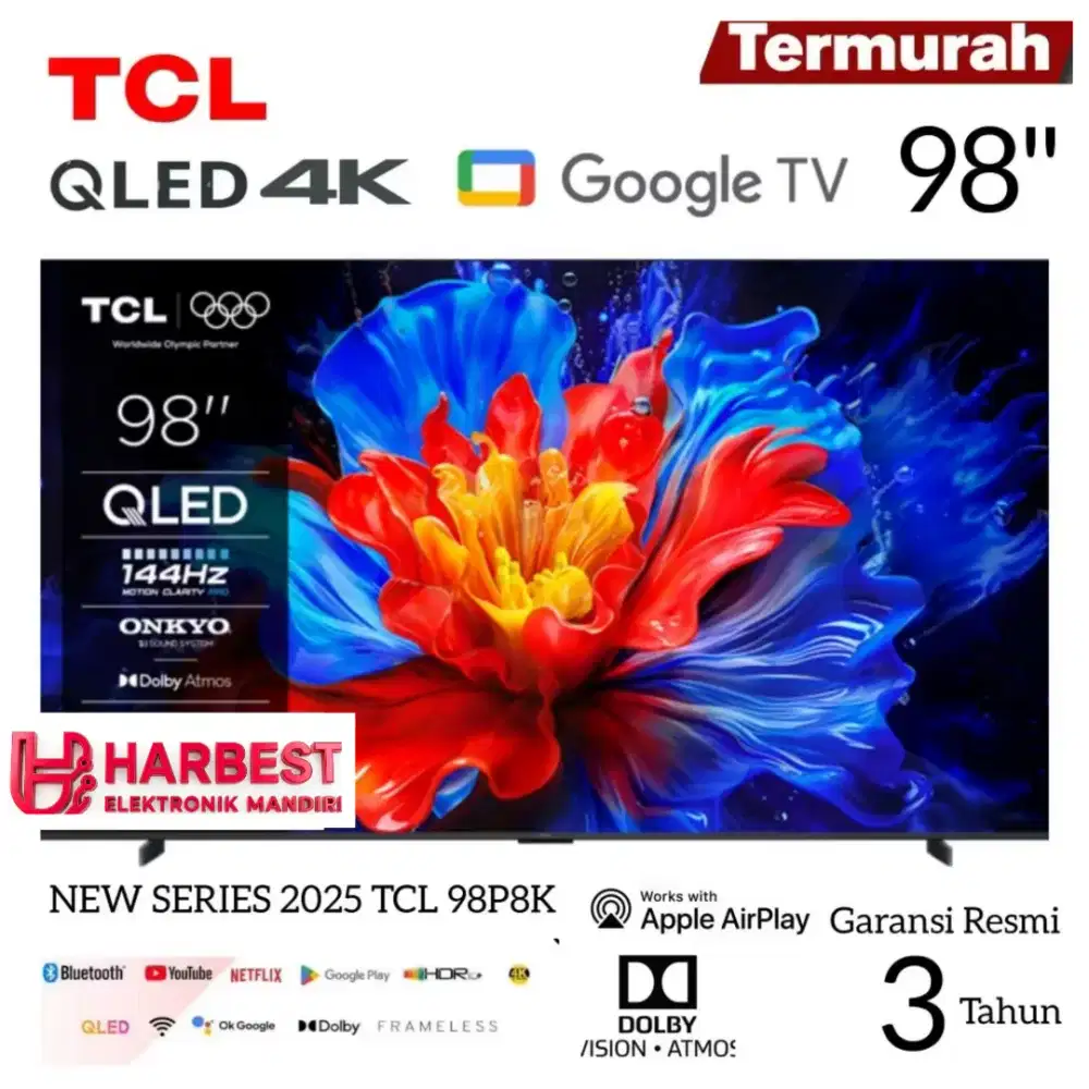 TCL QLED 4K PRO 98 Inch Quantum Dot UHD TV 98P8K HVA PANEL SCREEN