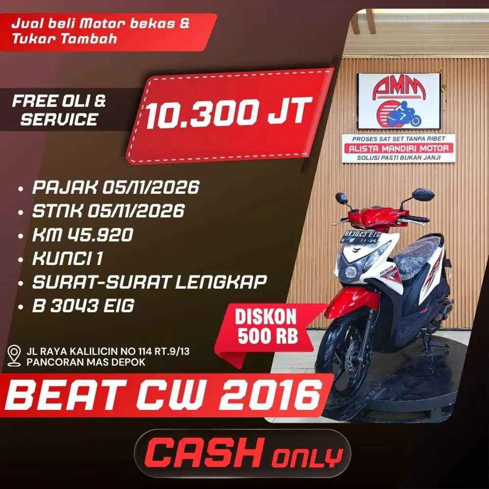 BEAT CW 2016 PAJAK HIDUP CASH ONLY ALISTA