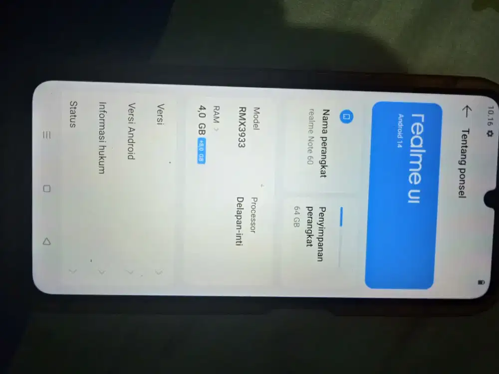 Realme note 60 ram besar
