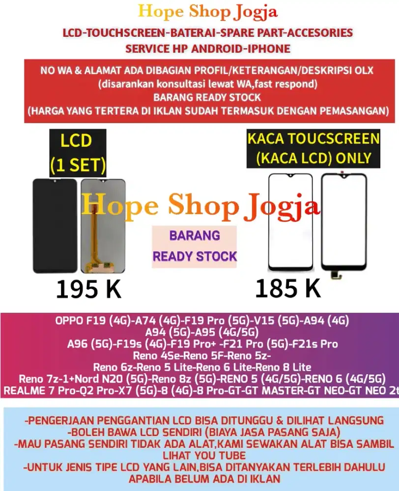 Touchscreen-Baterai-Lcd OPPO Reno 4-Reno 5 (4G/5G)-Reno 6 (4G/5G)