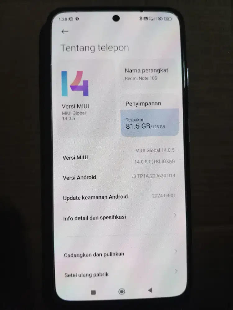 DIJUAL HP REDMI NOTE 10S RAM 8+3/128 GB