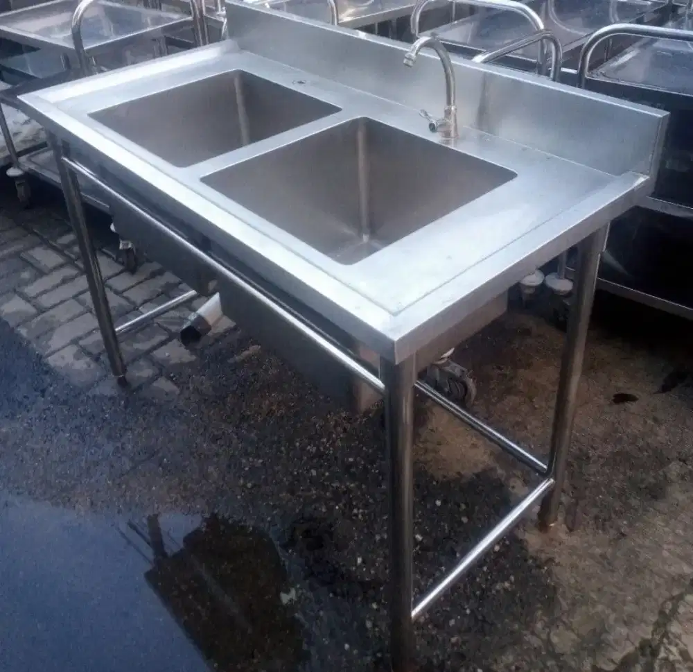 sink stainless 2 lubang 120 x 60 x 85