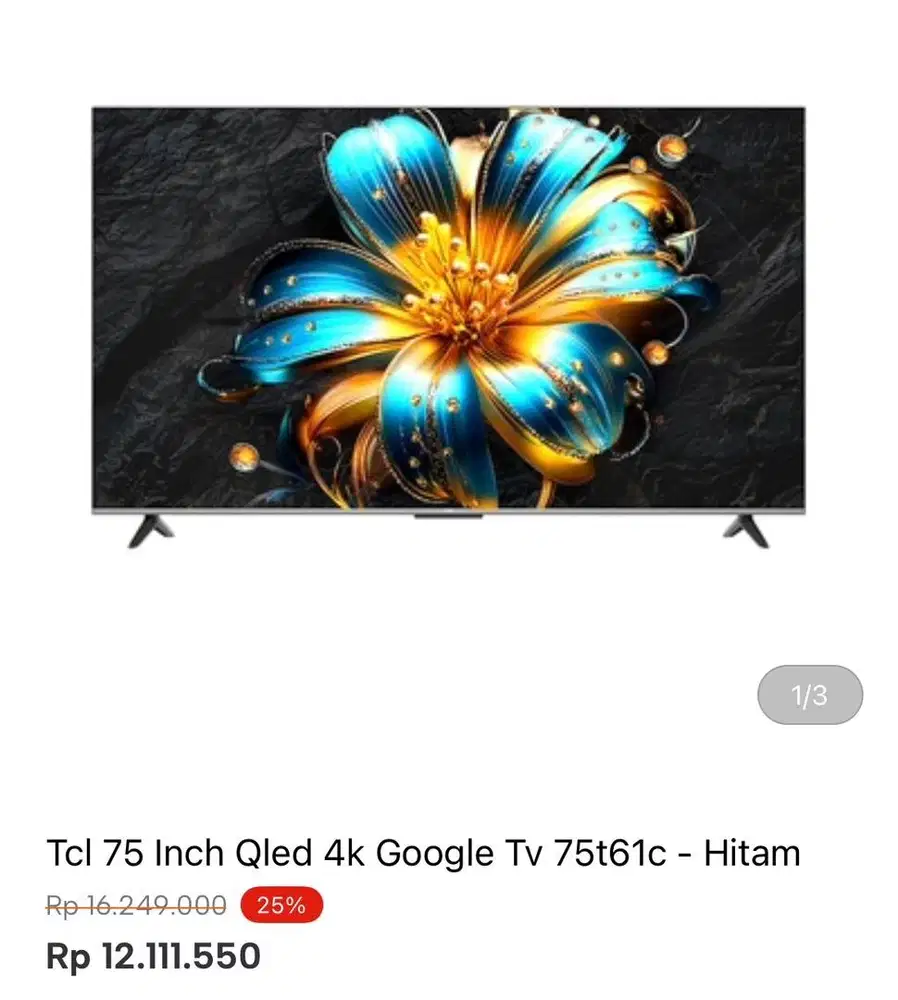TCL GOOGLE TV 4K QLED 75inci