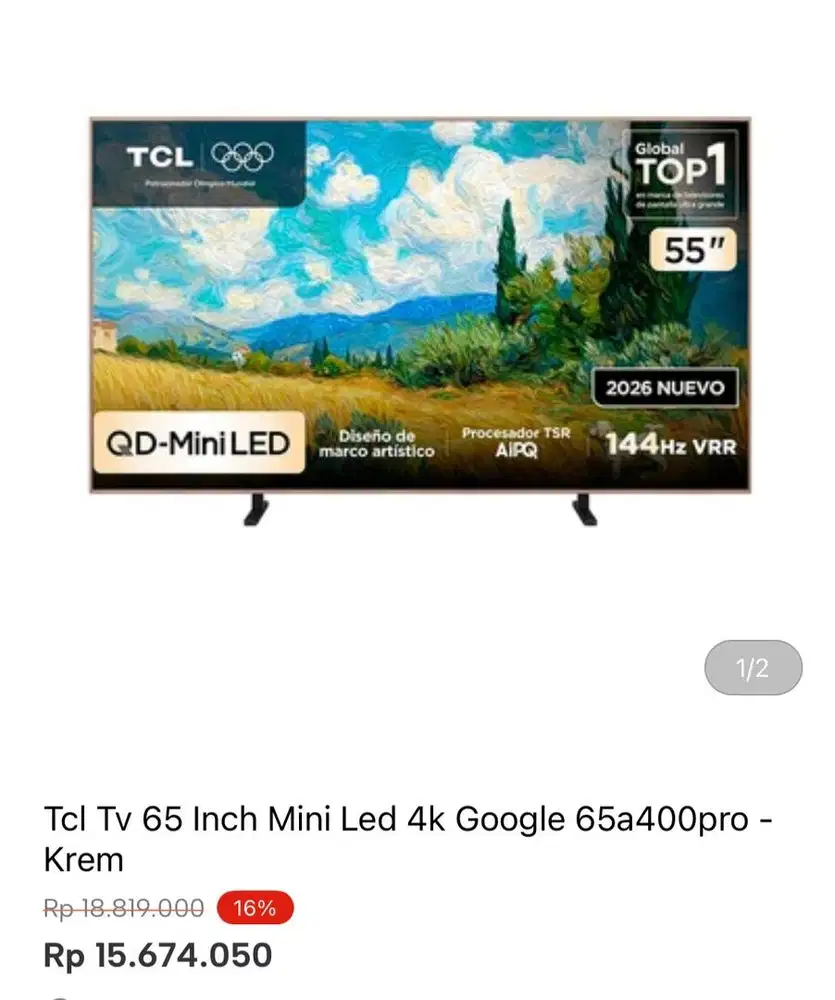 TCL GOOGLE TV 4K MINI LED 65inci