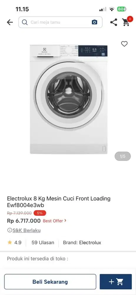 mesin cuci electrolux 8kg ewf8004