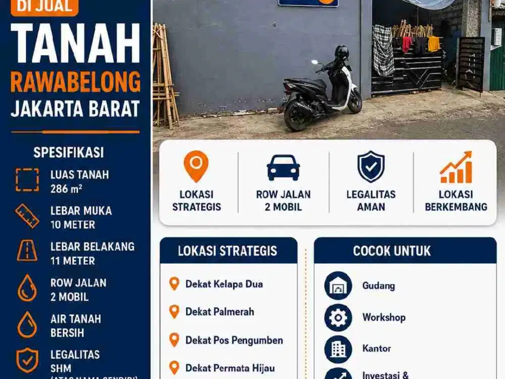 Rumah ex workshop hitung tanah lebar 10 rawabelong jakarta barat