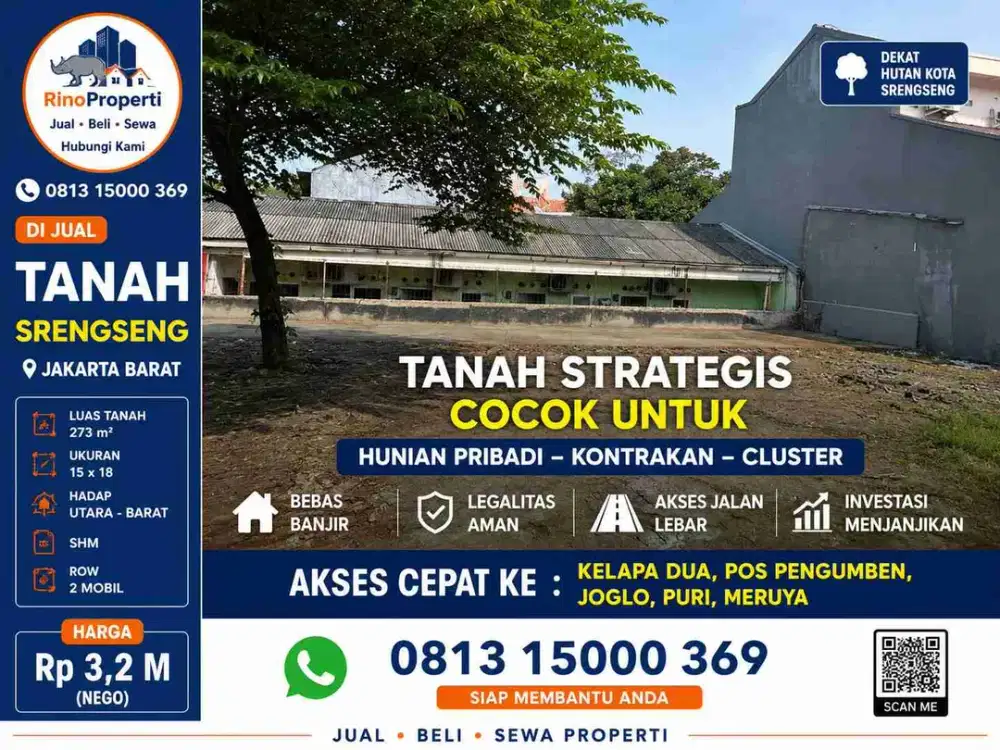 Tanah kotak hook 15x18 dekat srengseng raya jakarta barat
