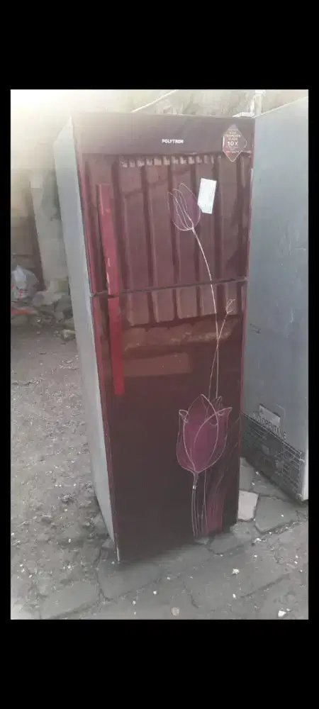 Jual bu kulkas 2 pintu merk POLYTRON BALEZZA TEMPERED GLASS