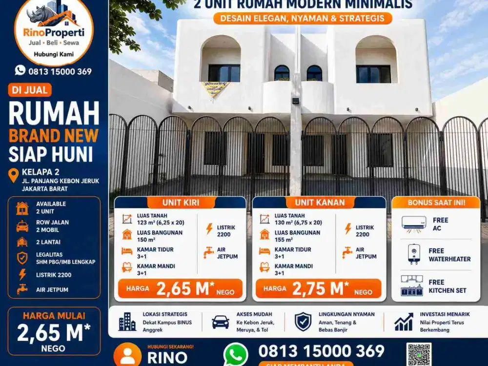 Rumah baru lebar 6 dekat kelapa dua jakarta barat