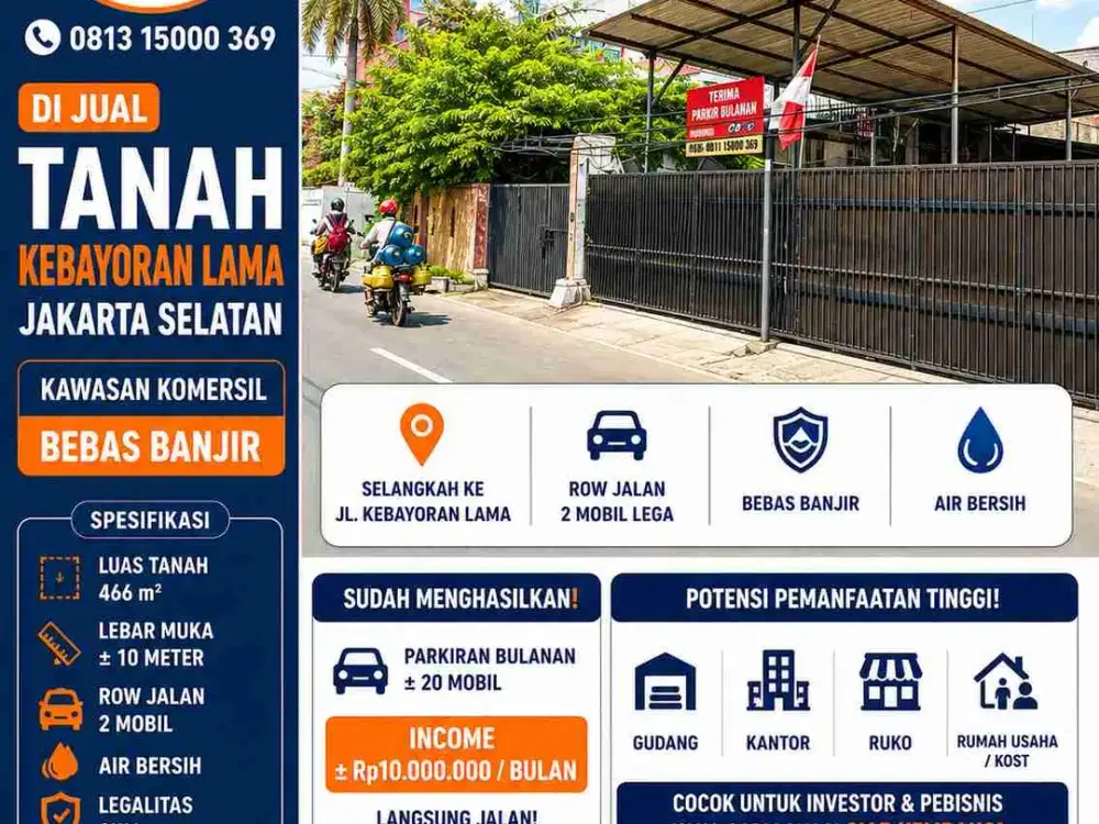 Tanah tepi jalan lebar 10 dekat kebayoran lama jakarta selatan