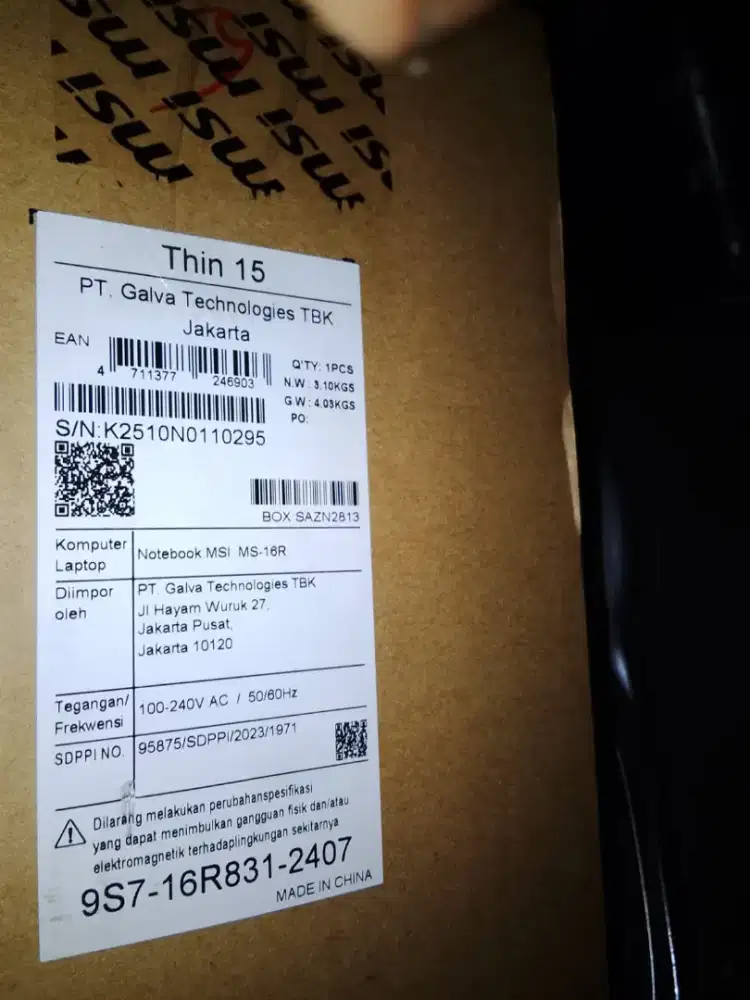 Msi Thin 15 core i7 13620h (BNOB)