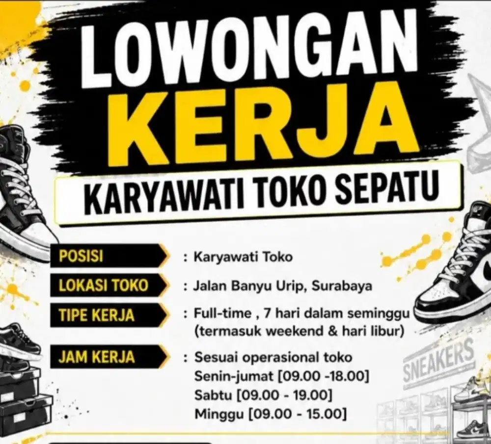 LOWONGAN KARYAWATI TOKO DIBUTUHKAN SEGERA!