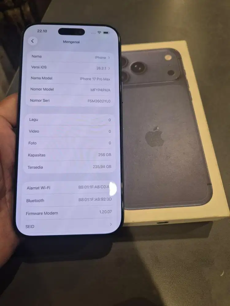 Iphone 17 pro max 256Gb ibox pa/a resmi indo msh grnsi pjng bs Tt