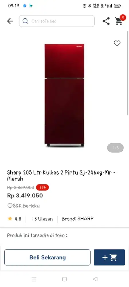 Promo kulkas 2 pintu sharp