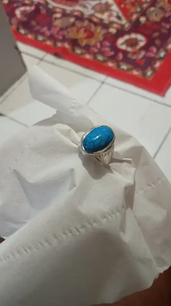 Cincin batu pirus ring perak 925