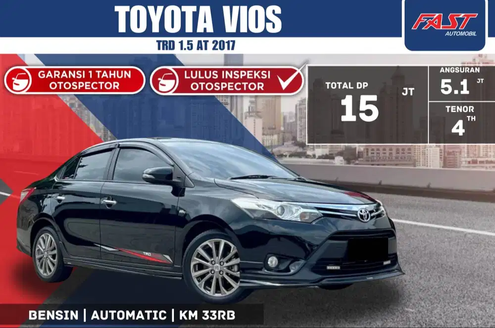 TOYOTA VIOS TRD 2017 1.5 AT LOW KM.33RB SUPER ANTIK & PAJAK PANJANG