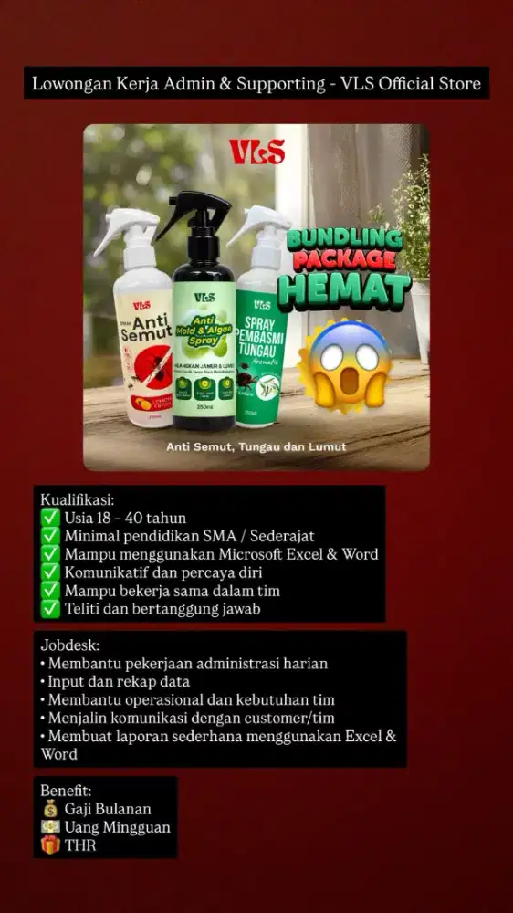 Lowongan kerja admin dan supporting