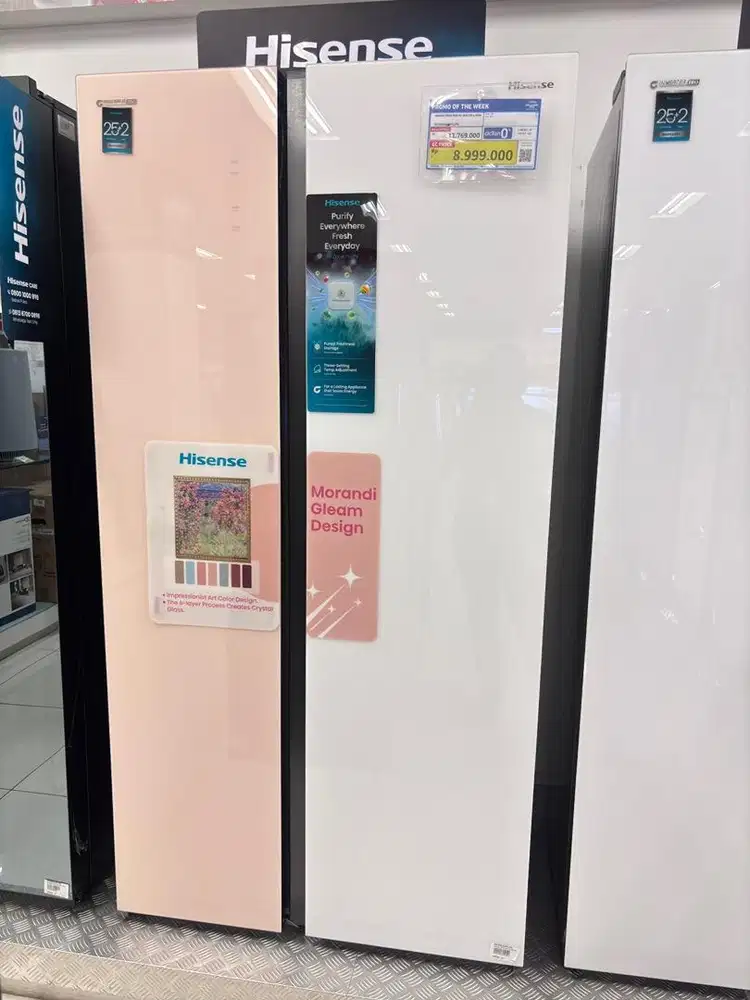 Kulkas Side by Side Hisense White Pink