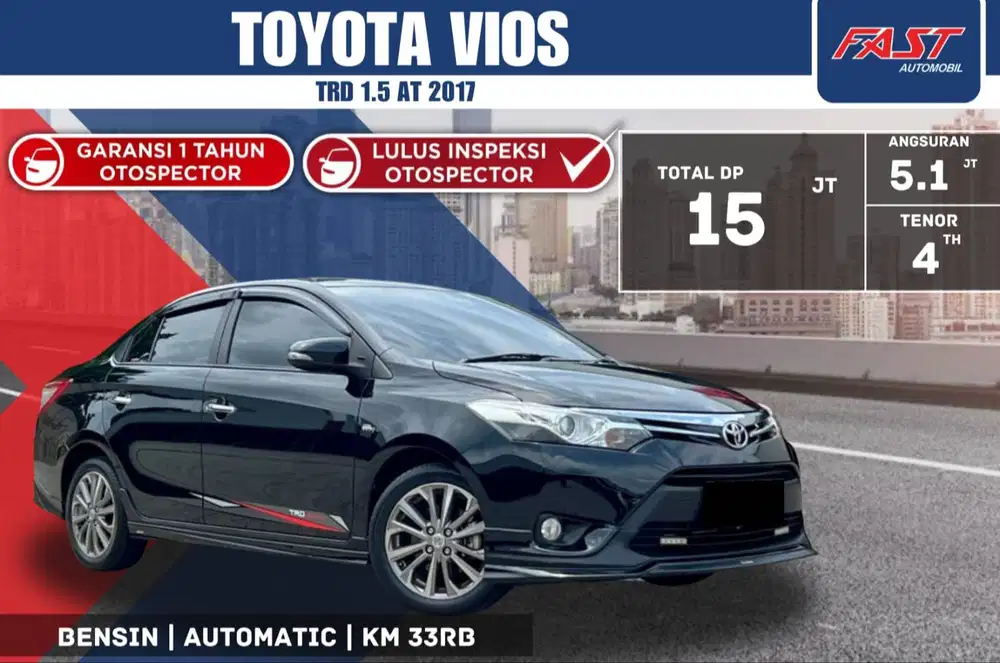 TOYOTA VIOS TRD 2017 1.5 AT LOW KM.33RB SUPER ANTIK & PAJAK PANJANG