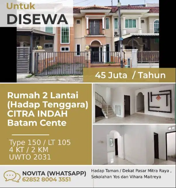 Rumah 2 Lantai (Hadap Tenggara) CITRA INDAH Batam Center