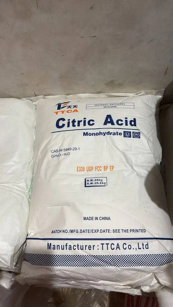 Citric Acid merk TTCA - RZBC - Weifang Ex RRT