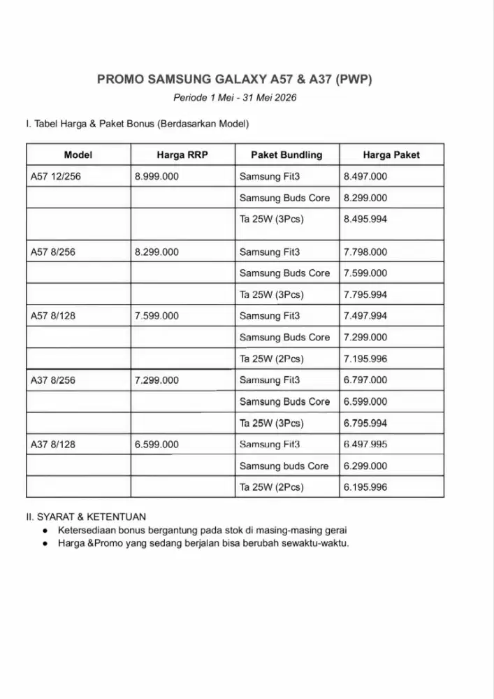 CICILAN BUNGA 0% DP 0% BELI SAMSUNG A37 / A57 GRATIS BUDS CORE