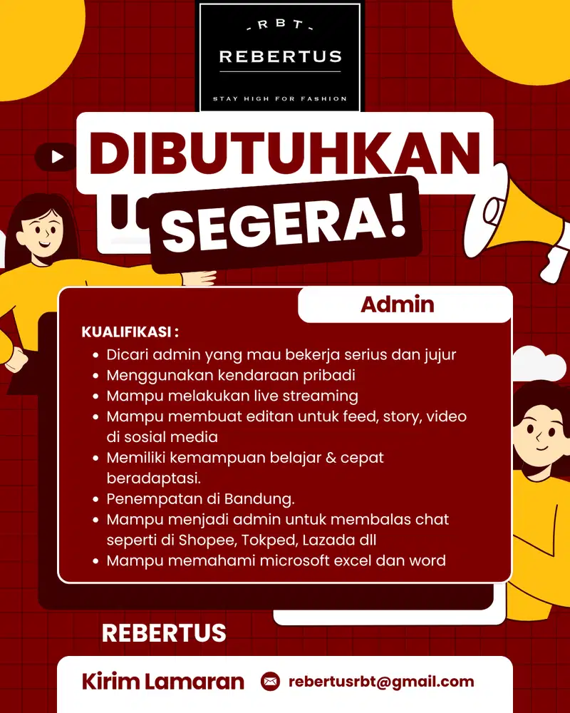 DIBUTUHKAN ADMIN ONLINE SHOP