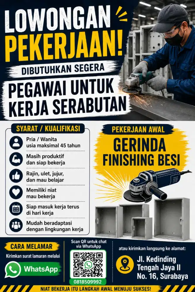 Dibutuhkan pegawai laki-laki untuk kerja serabutan