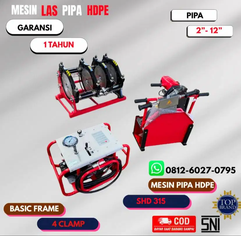 Mesin Las Pipa Hdpe Hydraulic SHD 315 Ukuran 63 - 315 mm