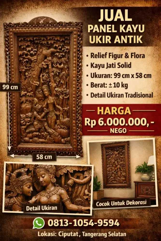 Panel Kayu Ukir Klasik Bali