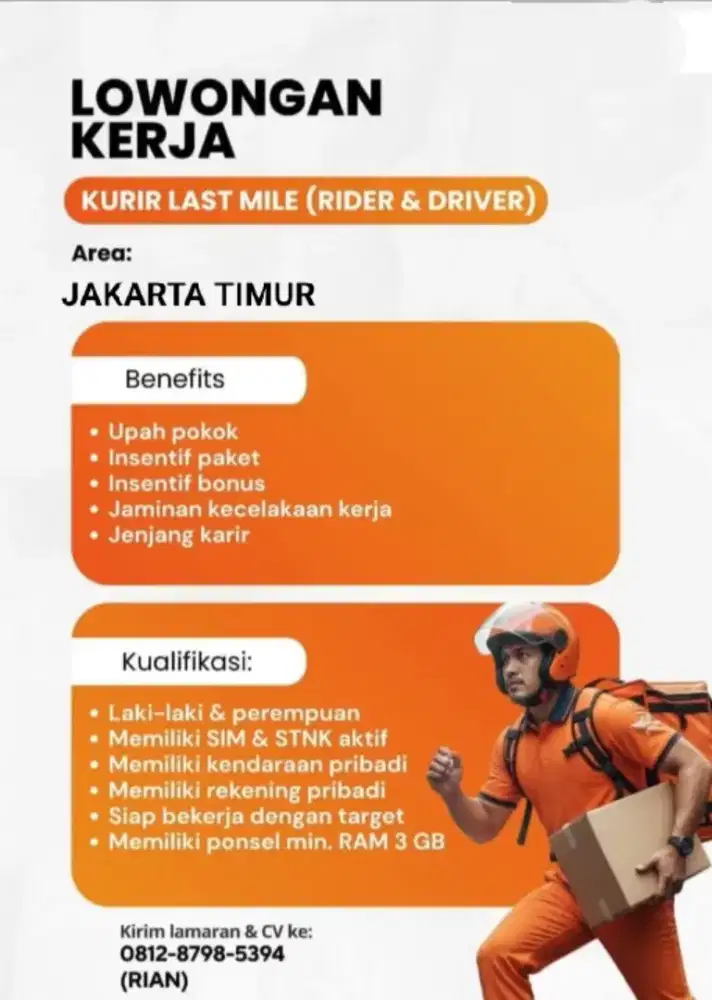 LOWONGAN KERJA KURIR SPX JAKARTA TIMUR