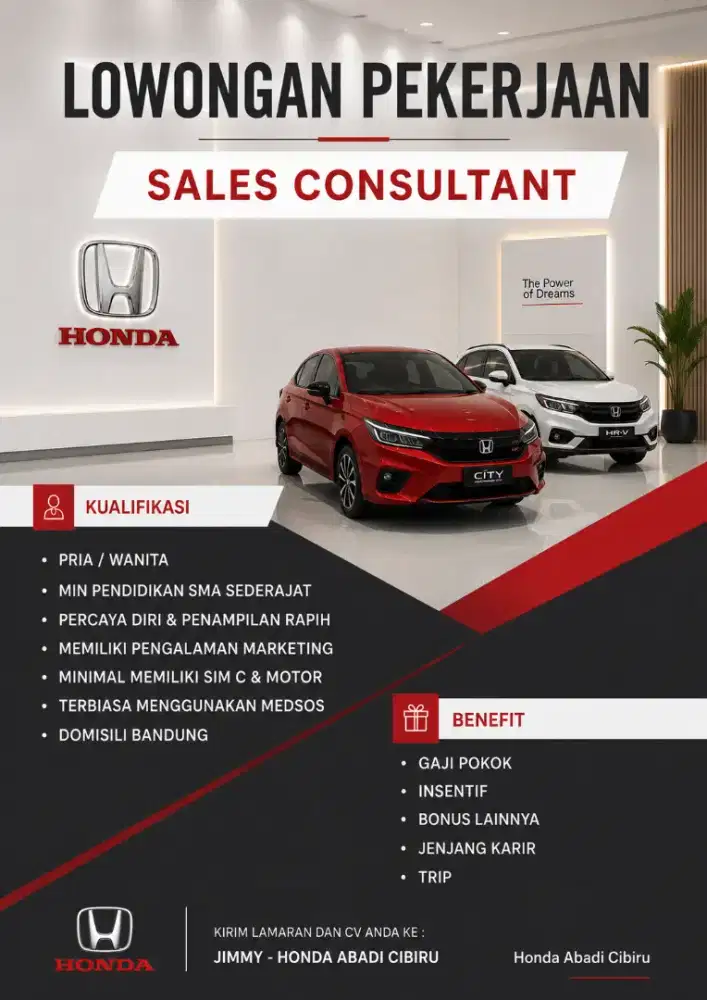 Sales Consultant Showroom Mobil Honda