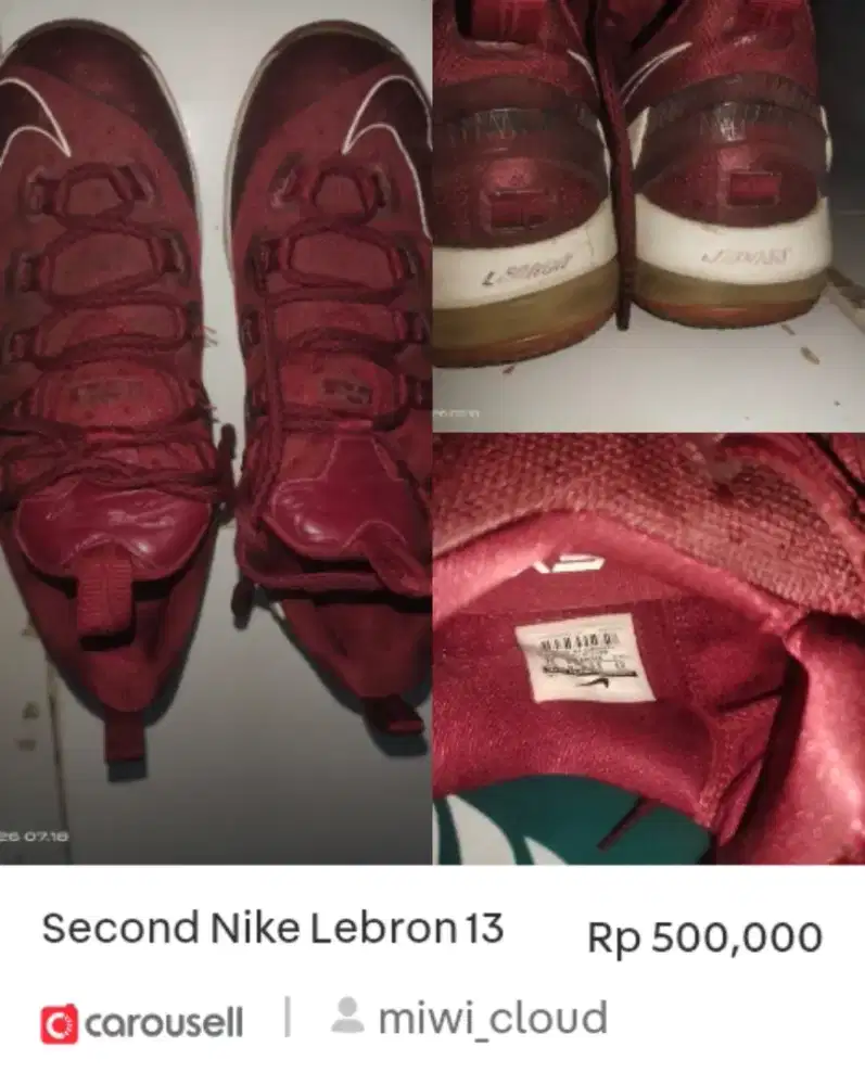 Sepatu second NIKE LEBRON 13