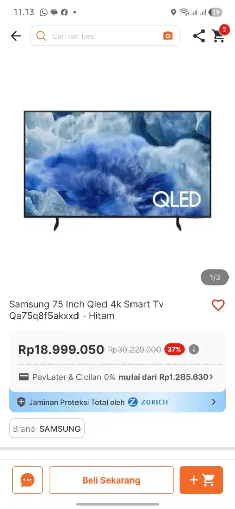 SAMSUNG OLED TV 4K 75 QA75Q8F5AKXXD