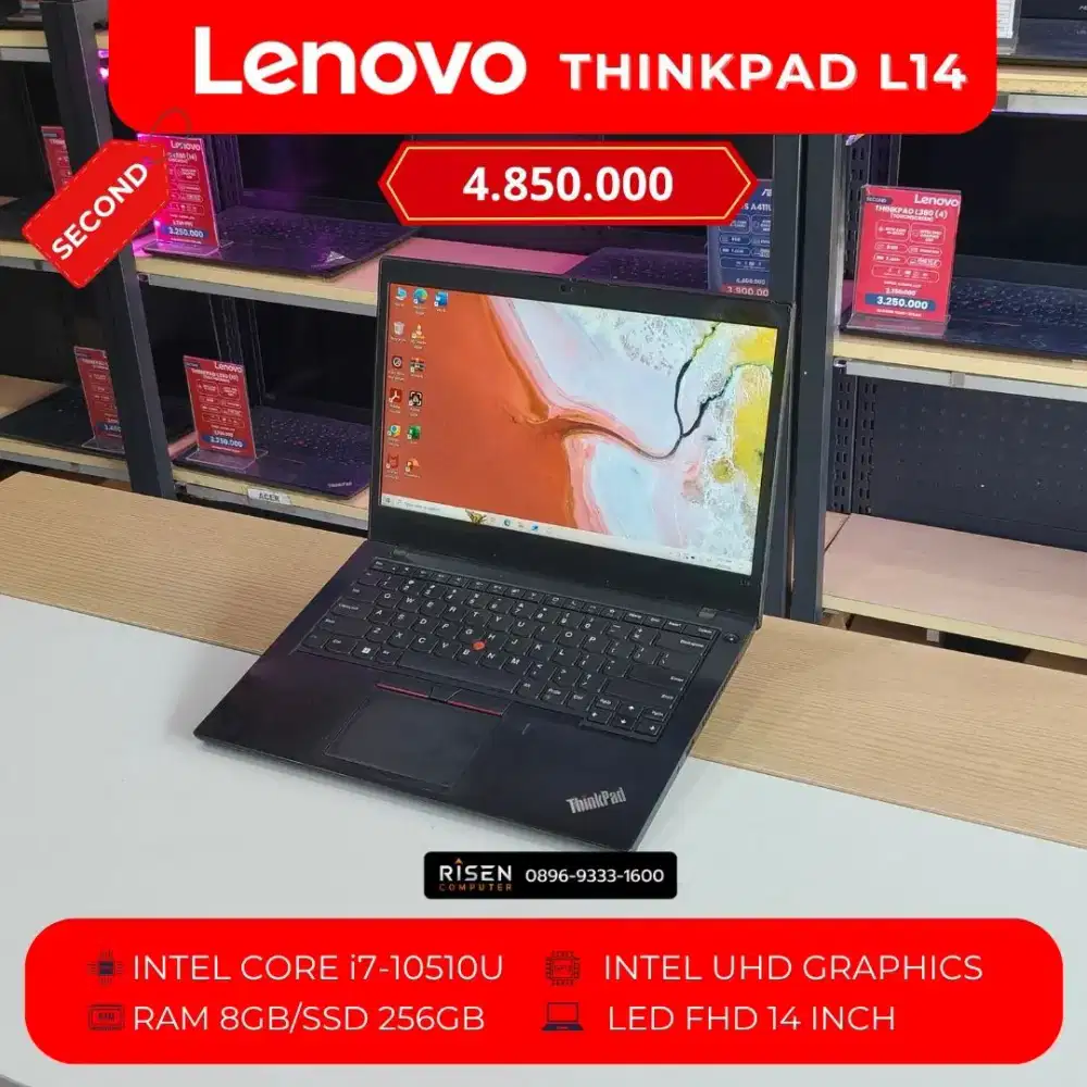 LENOVO THINKPAD L14 Core I7-10510U RAM8GB SSD256GB FHD 14inch Bekas
