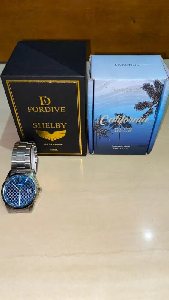 JAM TANGAN CASIO MTP & PARFUM FORDIVE SHELBY