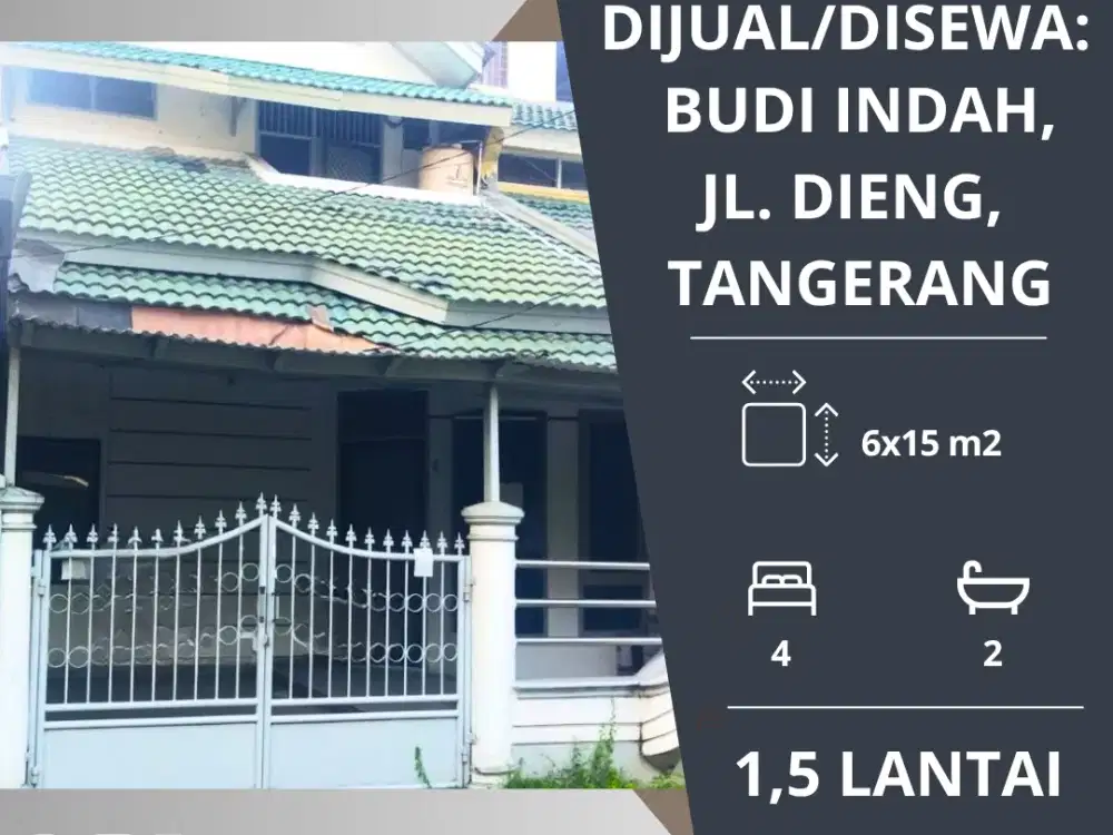 DIJUAL/DISEWAKAN: Rumah di Budi Indah, Jl. Kelud, Tangerang