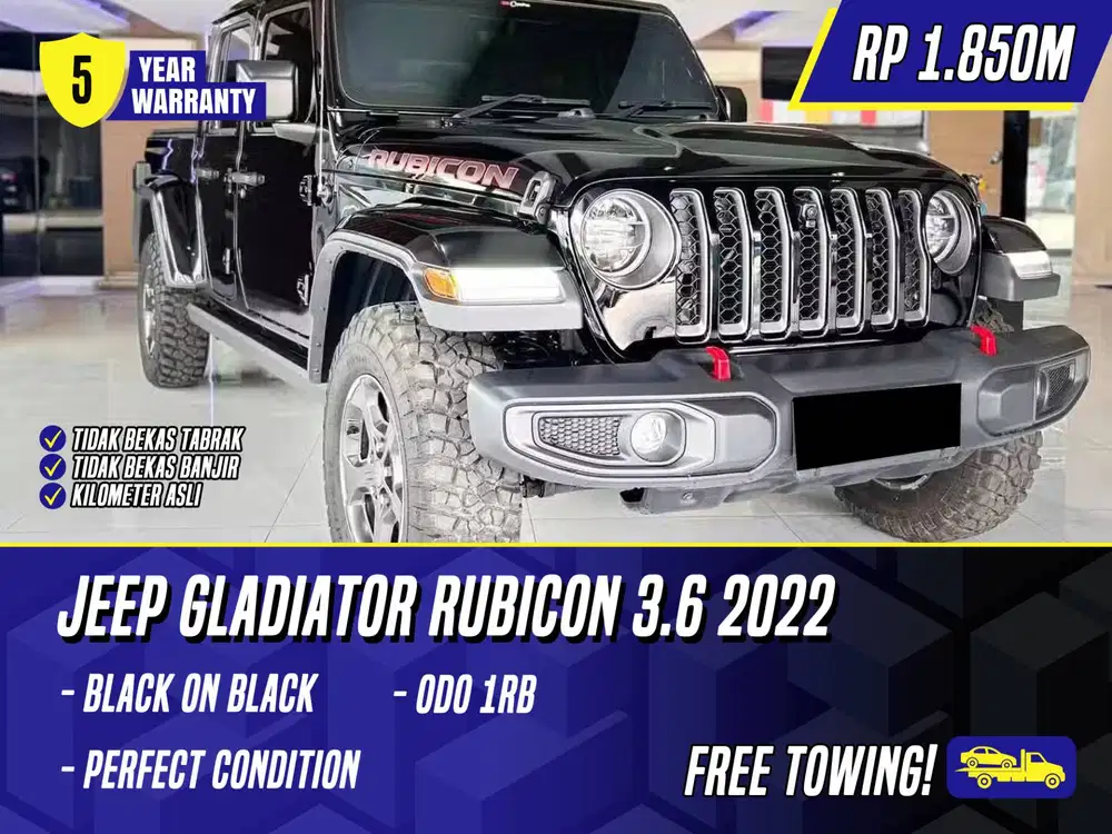 Jeep Gladiator Rubicon 3.6 2022 NIK 2021 Black Hitam