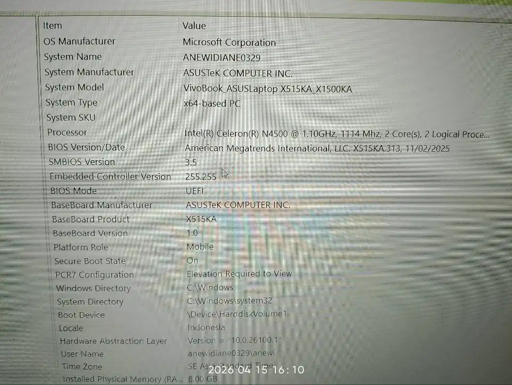 Laptop mulus merk Asus ram 8gb