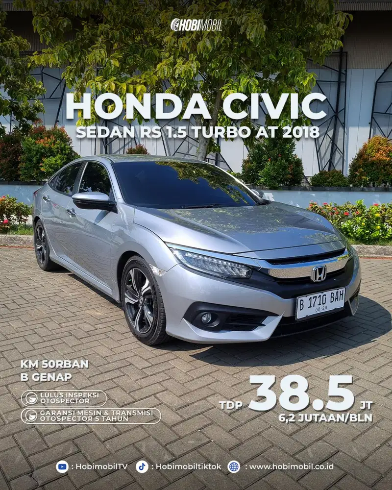 Honda Civic RS sedan 1.5 turbo at 2018 garansi mesin transmisi 5th