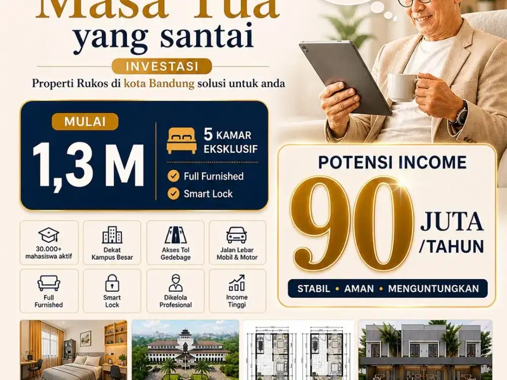 Rukos 5 Kamar di Bandung, Potensi Passive Income 90 Juta/Tahun – SHM!
