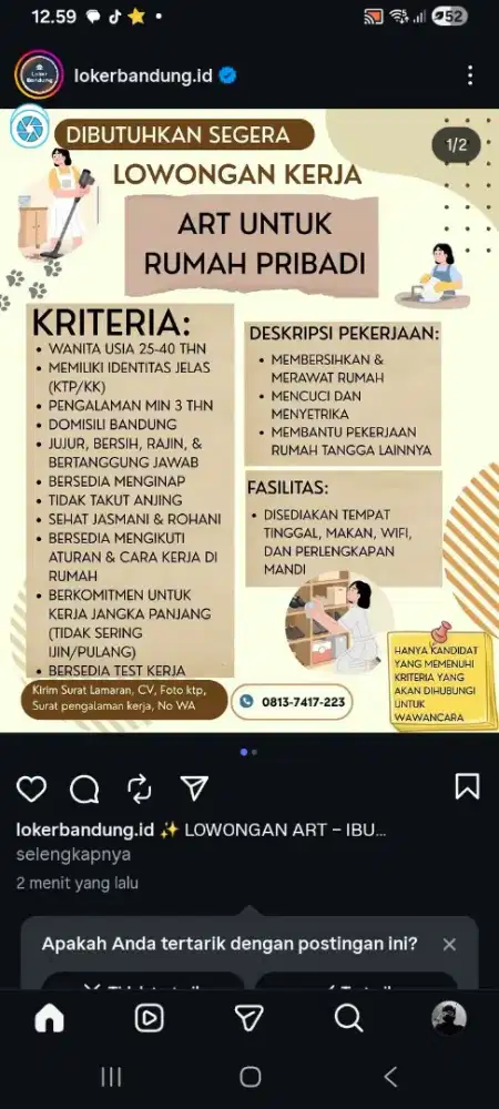Loker ART serius kerja