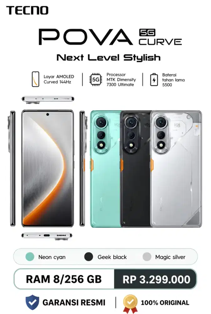 TECNO POVA CURVE 5G, STOCK TERBATAS