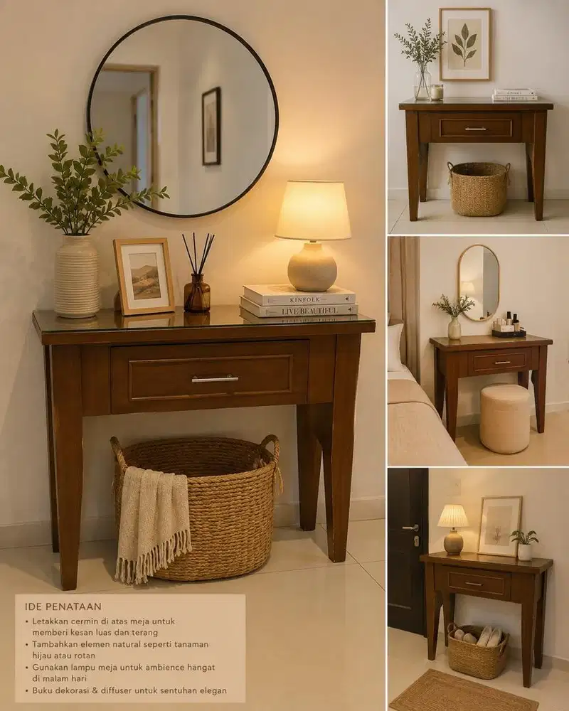 Console Table Meja Konsol Kayu Solid Veneer meja lorong ruang tamu
