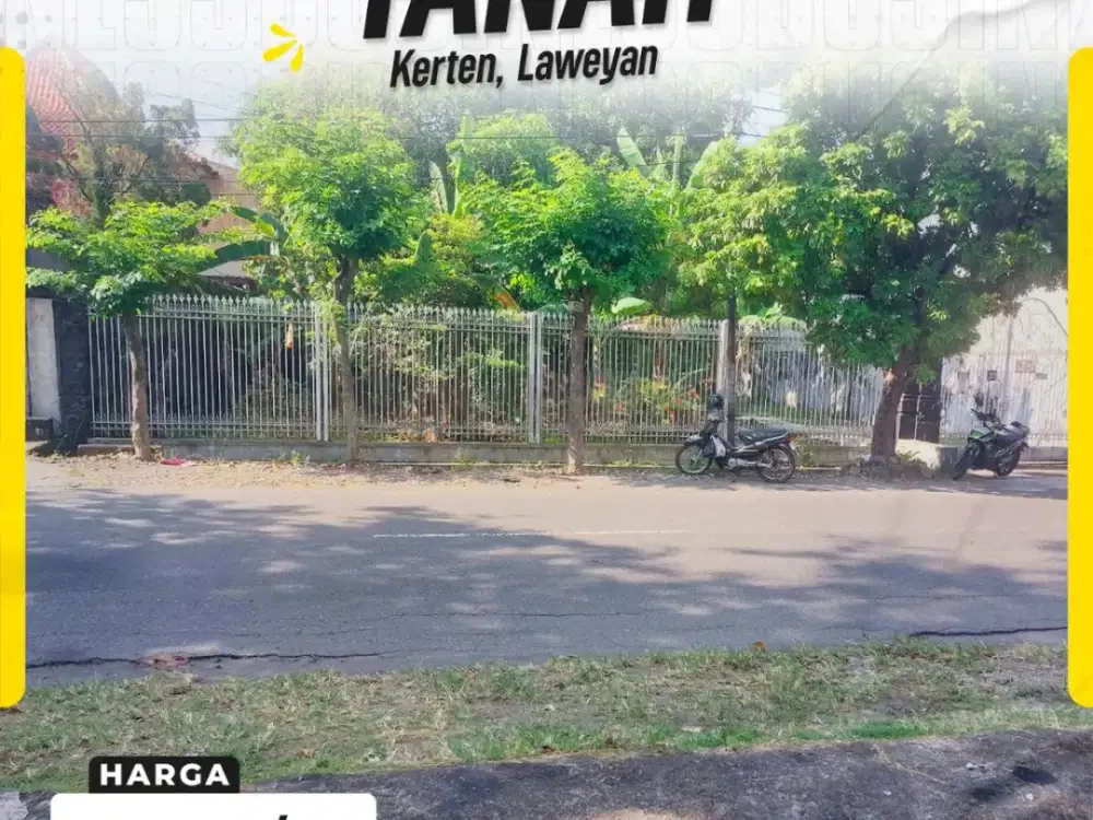 Disewakan Lahan Strategis 500m² Fasad Lebar 14 Meter Hadap Selatan di Kerten Solo