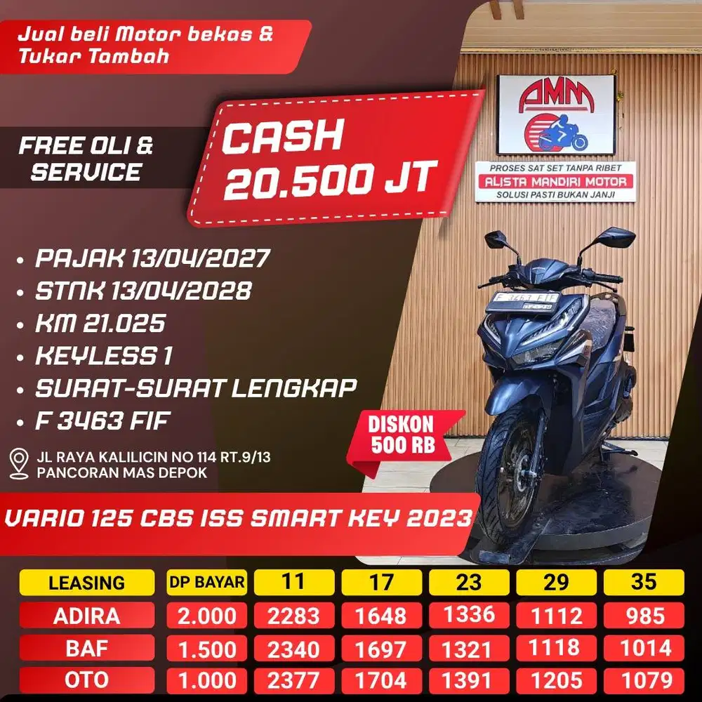 KREDIT DP 1JT VARIO 125 SMARTKEY 2023 BISA CASH/TT/PAKAI CC/PAYLATER