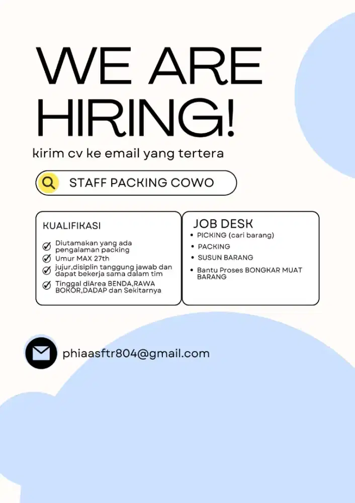 LOWONGAN PACKING COWO