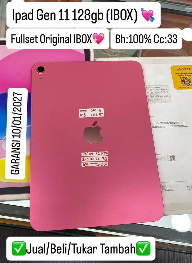 Ipad Gen 11 128 Gb Pink Resmi ibox Garansi panjang
